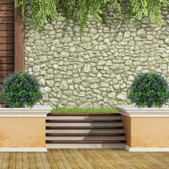 Artificial Lavender Topiary Ball Faux Topiary Tree with Spike Fake Bushes UV Resistant Fake Shrubs for Indoor Outdoor Home Garden Yard Decoration