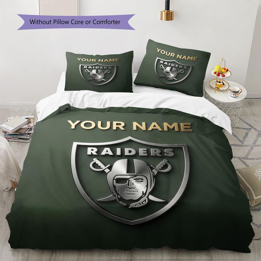 Custom Name,Las Vegas Raiders Pattern Bedding Home Decoration Birthday Gift ( 1 duvet cover + 2 pillowcase, without core),fan merchandise.