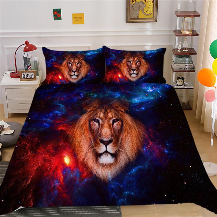 3D Digitaldruck Sternenhimmel Tier-Serie Bettbezug Kissenbezug Dreiteiliges Set Polyester