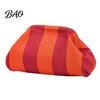 Woven Clutch Purse Women Striped Purse, Large Capacity Kiss Lock Makeup Case Cosmetic Pouch, Summer Beach Vacation Evening Dumpling Bag Toiletry