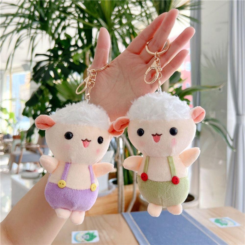 

Doll Bag Decoration Sheep Key Ring Stuffed Sheep Keychain Lamb Plush Keychain Small Sheep Pendant Pink-Pearl chain