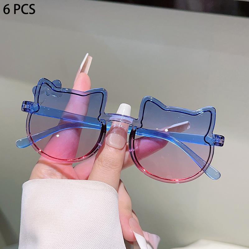 1/6 Pcs Cute Kitten Shaped Kids Sunglasses  New Gradient Candy Color Decor Shades for Girls Ins Trendy Design Sun Glasses
