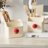 Creative Makeup Brush Holder Cream Style Cute Pen Holder Large Capacity Portable Makeup Brush Storage Bucket School Supplies