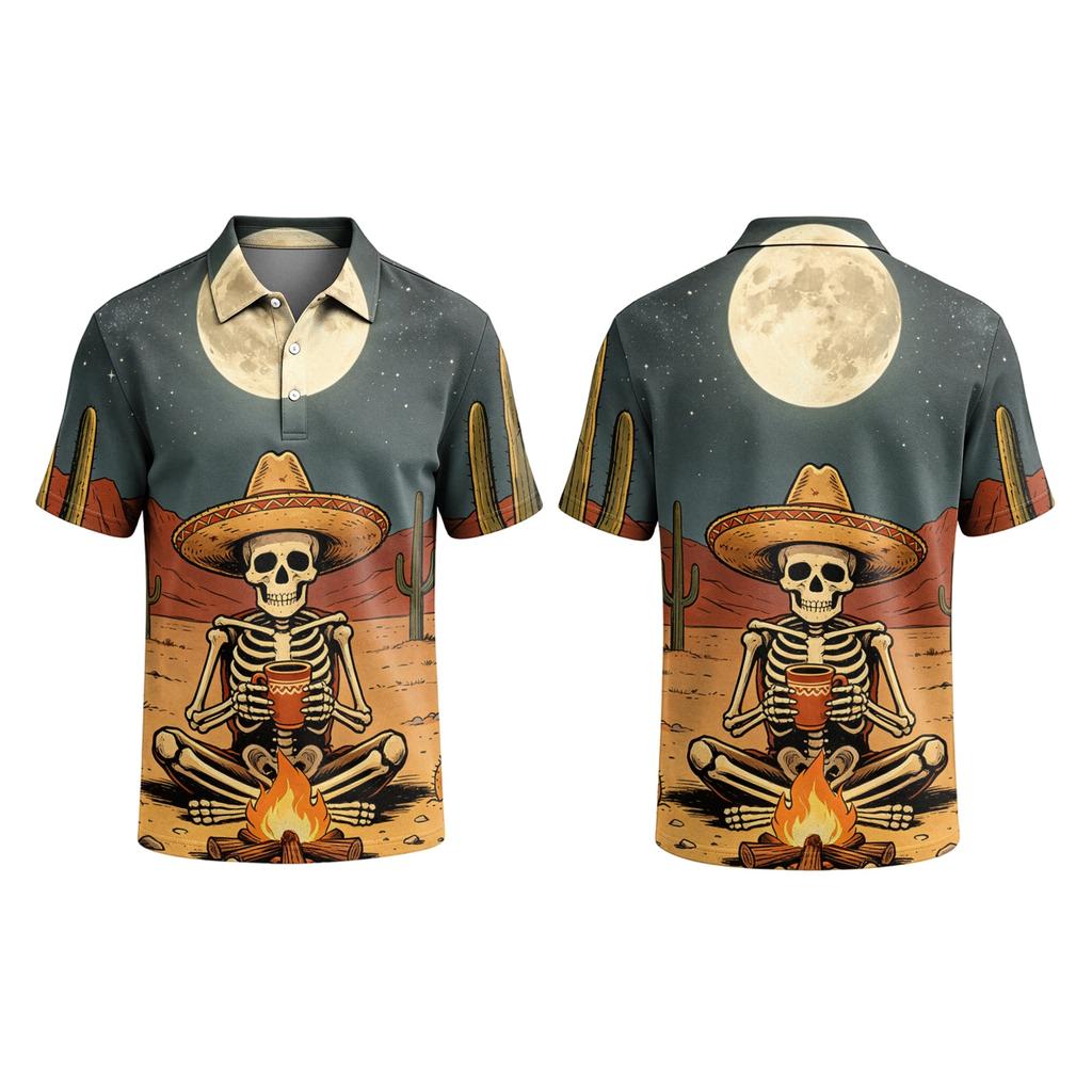 Men's Halloween Printed Short Sleeve Shirt for Party and Daily Wear