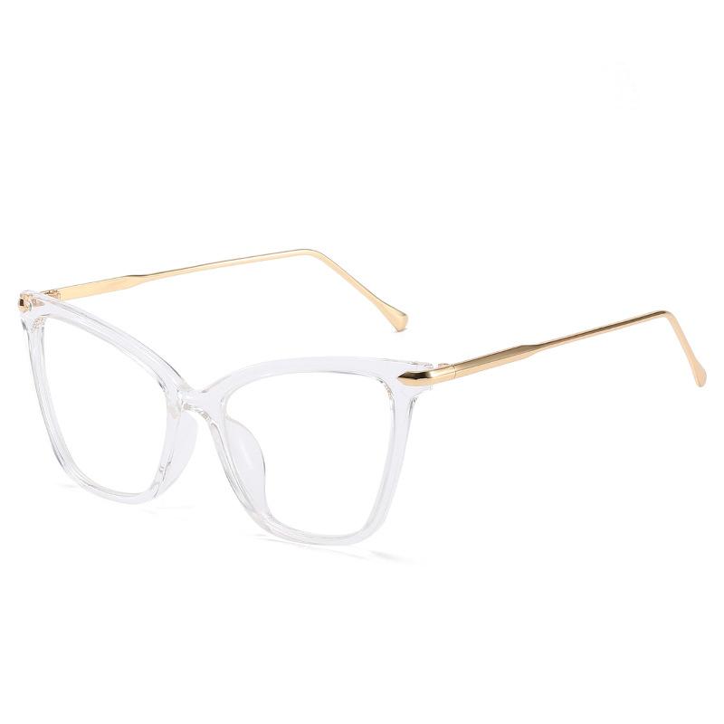 Metal Leg Eyeglass Glasses Vintage Plain Glasses Female Personality Large Frame Simple Cat's Eye Frame