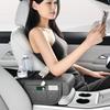 Center Console Organizer Armrest Cushion With Cup Holder Leather Extended Center Console Cushion Pad Car Accessory With Cup