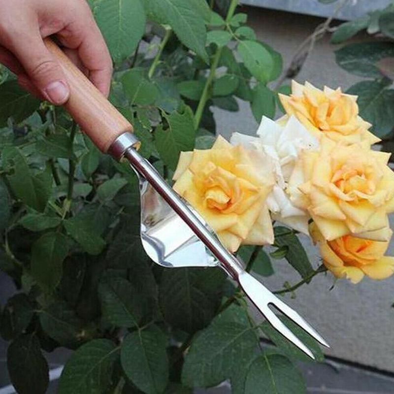 1 Pieza Modelo Popular Práctico Máquina de Eliminación Manual de Malezas de Madera Extractor de Raíces de Acero Herramienta de Jardín con Mango Largo Arrancador de Malezas.