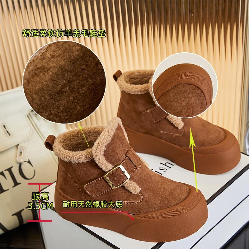 New Platform Snow Boots Winter Velvet Warm Leather Women's Boots Retro Casual Cotton Shoes Versatile Boots Women