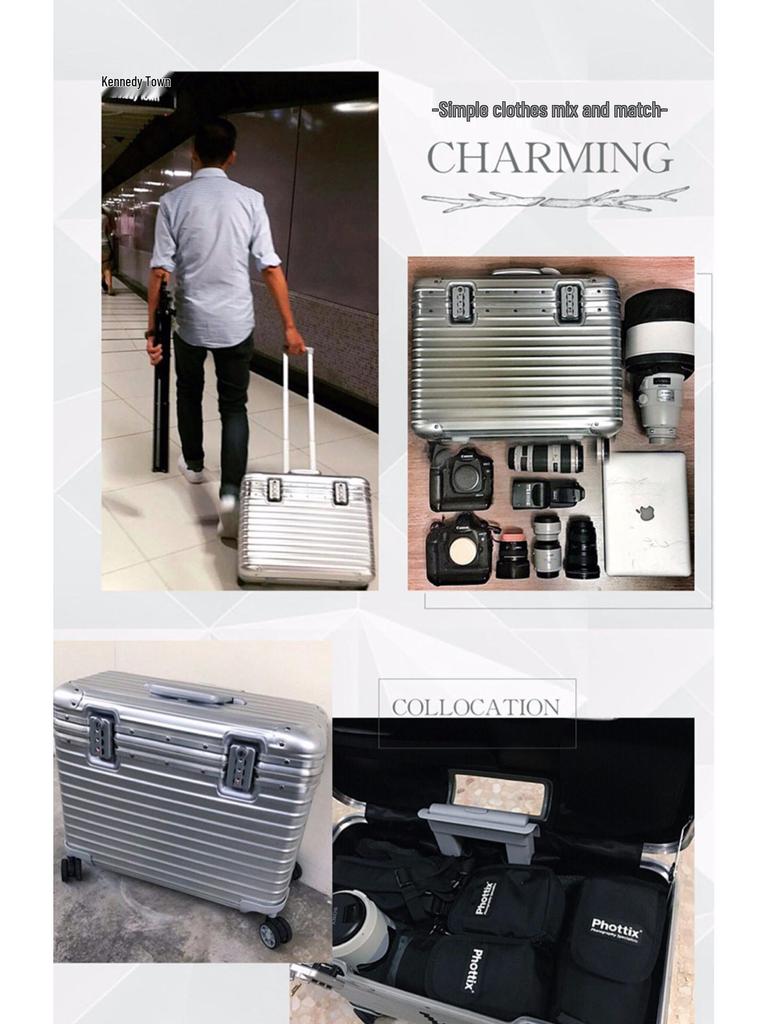 18-Inch Men's Aluminum-Magnesium Alloy Camera Carry-On Suitcase