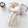 Solid Color Tassel Soft Waxy Plush Scarf for Women Autumn and Winter Plus Velvet Thickening Korean Style Versatile Couple Student Warm Scarf