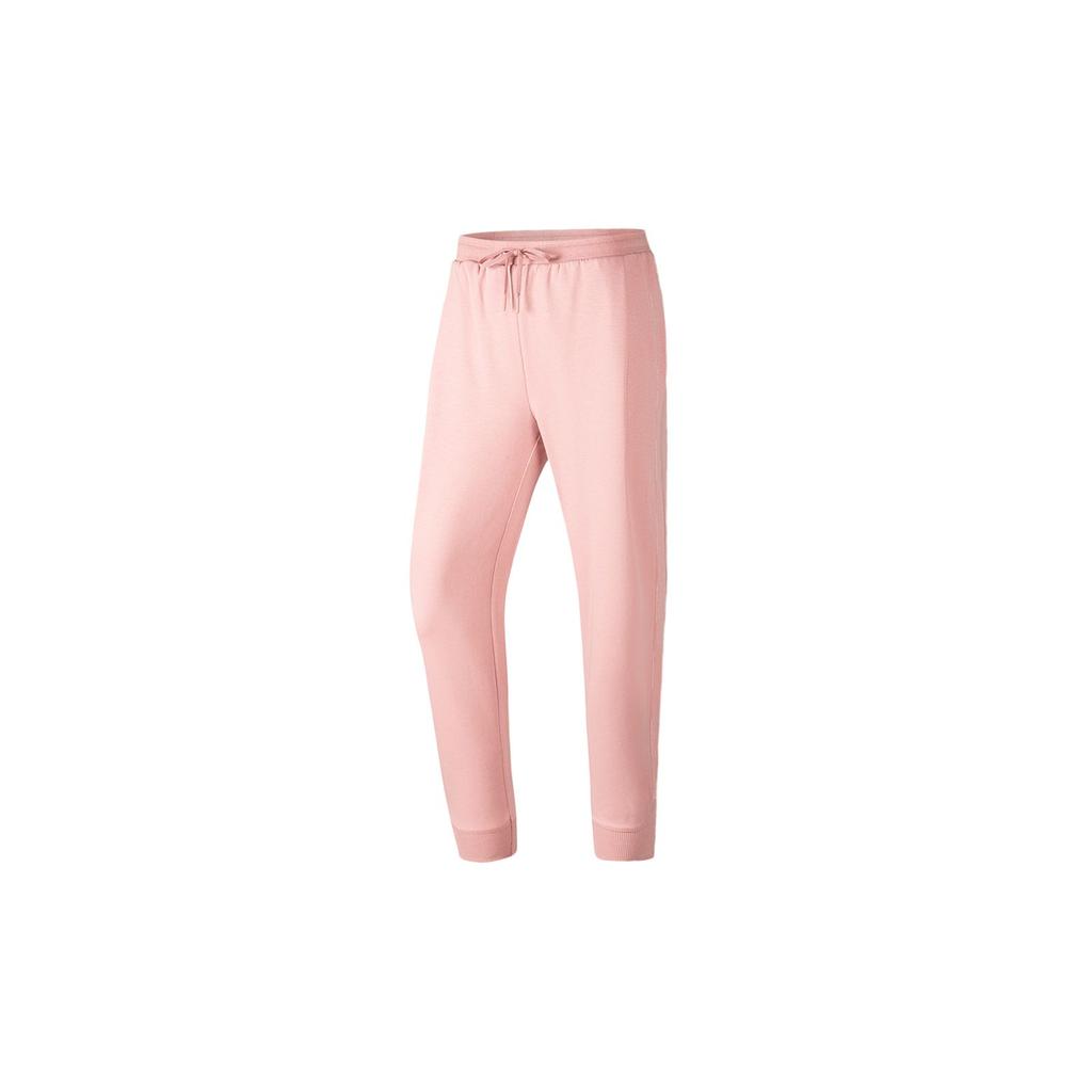 Li Ning Fitness Series Casual Tapered Knit Solid Color Sports Pants Women Bottoms Soft-Mist-Pink AKLS780-4