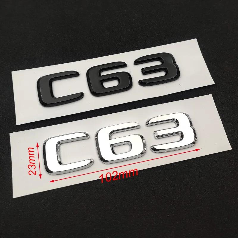 3d ABS Chrome Black Logo C63 Emblem Letters Sticker Nameplate Car Trunk Badge Decal For Mercedes Benz C63 AMG W205 Accessories