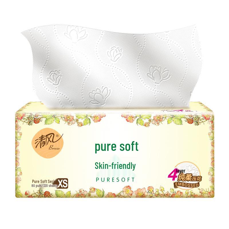 Qingfeng 4-lagers ansiktsservetter, 80 ark per förpackning, 20-pack värdeförpackning för hushållsbruk