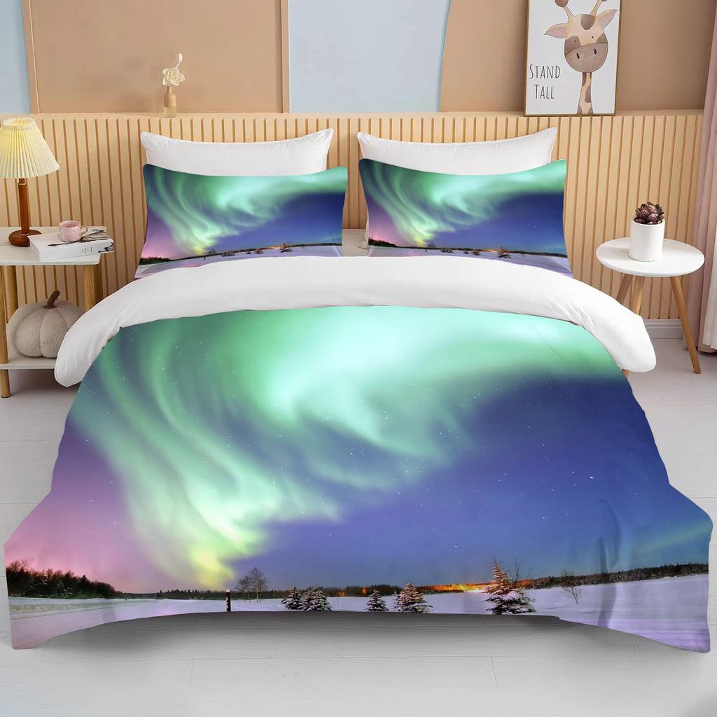 10 Sizes Aurora Borealis View Bedding Collection Duvet Cover Bed Collection Quilt Cover Pillowcase King Queen Size Bedding Collection Adult