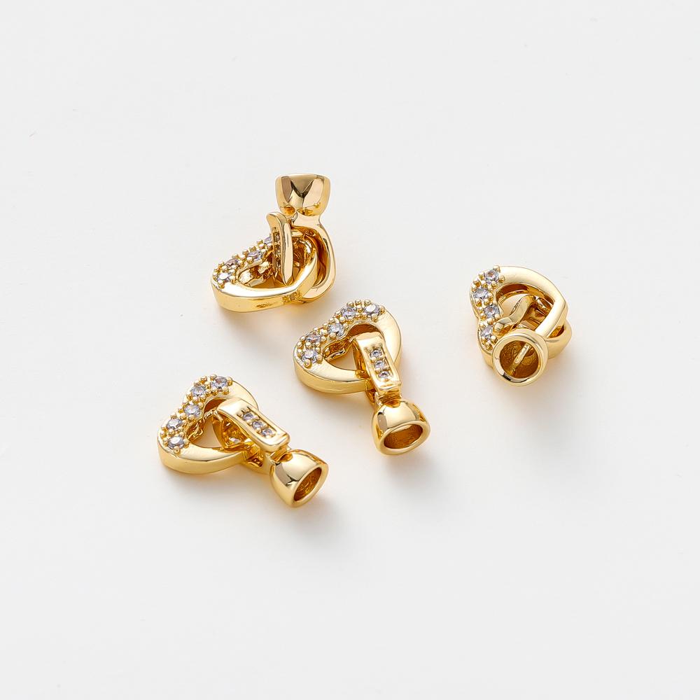

14K 18K Gold Plated Brass Peach Heart Connector for Necklaces Bracelet Clasps Jewelry Making Diy Accessories