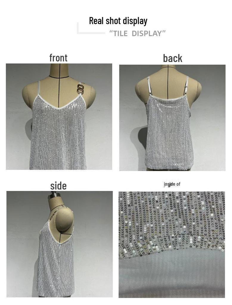 2024 Cross-border Fashion: Women's Sequin Camisole Vest for Banquet & Annual Meetings