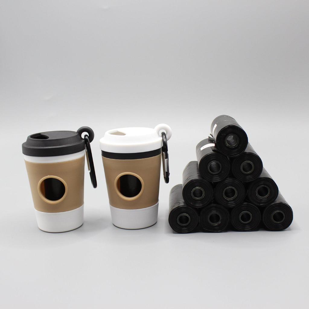 Coffee Cup Pet Poop Bag Dispenser: Portable Plastic Holder for Dog Waste Bags