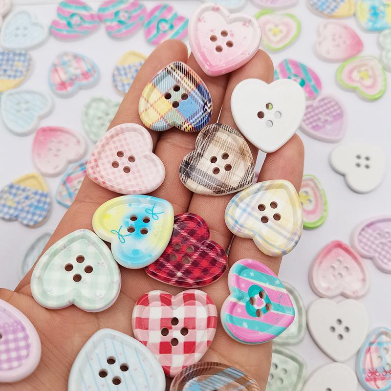 10/20Pcs Mixed Color Heart Shaped 4-Hole Button For Sewing Clothes Accessories Crafts Scrapbooking Diy Apparel Supplies