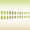 24 Stück Mittlere Quadratische Press-On Nägel Grüne Acryl-Fingernägel Glänzende Künstliche Nägel Blumen Aufkleber für Party