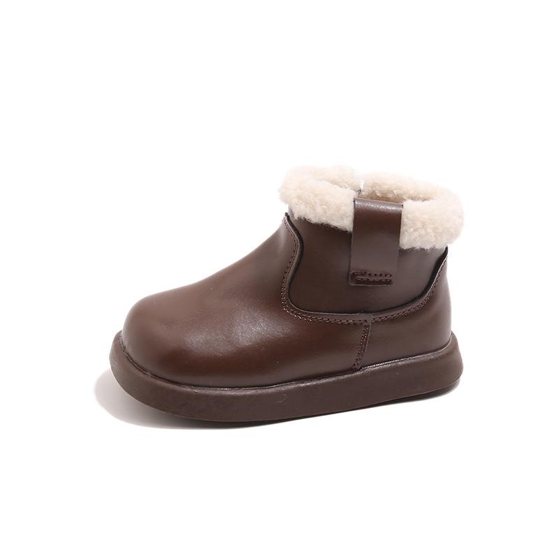 2025 Winter Fleece-Lined Girls' Leather Boots - Soft Sole Princess Martin Boots for Children