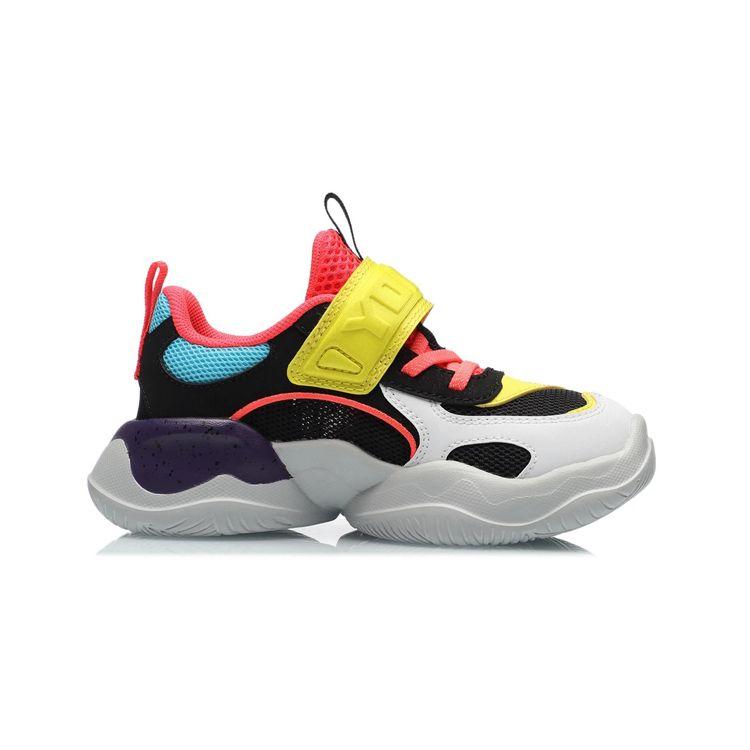 Li Ning Comfortable Versatile Non-Slip Wear-Resistant Breathable Low-Top Running Shoes Kids Sneakers Black White YKNR046-3