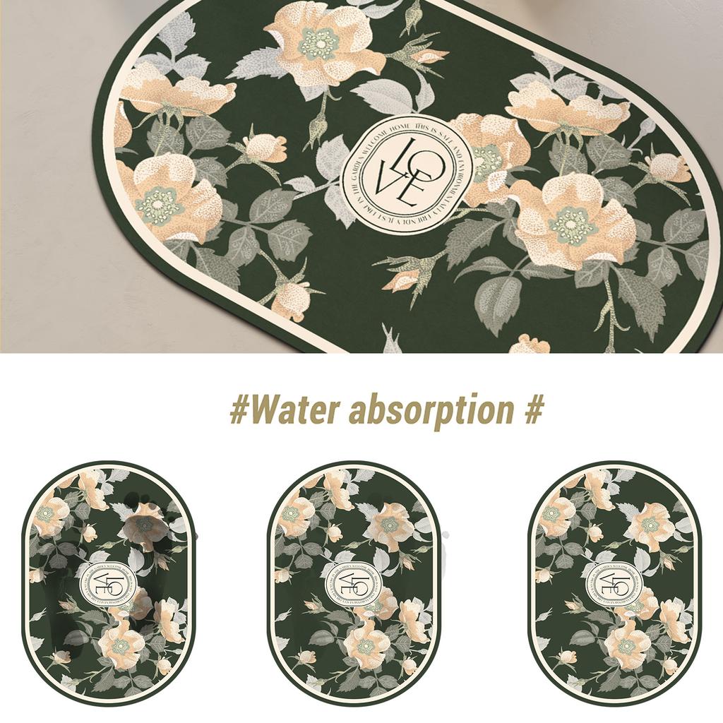 Diatomite Floral Bath Mat Bathroom Absorbent Foot Mats Quick Dry Toilet Rug Shower Carpet For Living Room Doormat Washable
