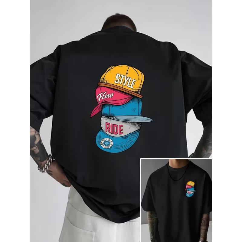 European Size Hip-Hop Style, Trendy Double-Sided Print Pattern Men'S Fashionable T-Shirt, Suitable for Home Casual Wear Or Outdoor Fitness Activities