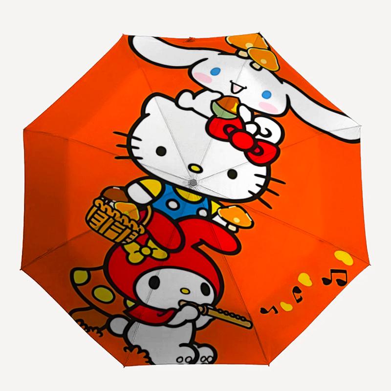 1pc Hello Kitty Mushroom Hat Auto Open Close Umbrella - Portable Folding Design with Iron Frame - Outdoor for Fans, Travelers, Everyday Use - Perfect