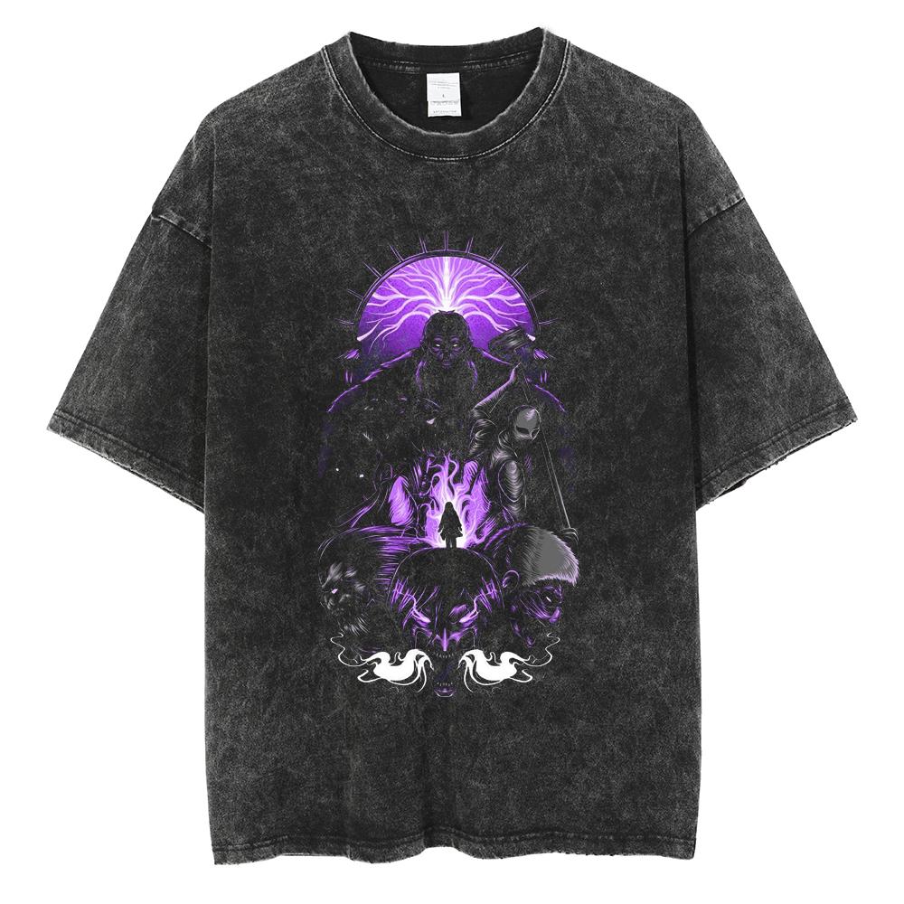 Hot Anime Attack On Titan Levi Ackerman Printed Washed Tshirt Men High Quality Cotton T-shirts Harajuku Male Oversized T Shirt