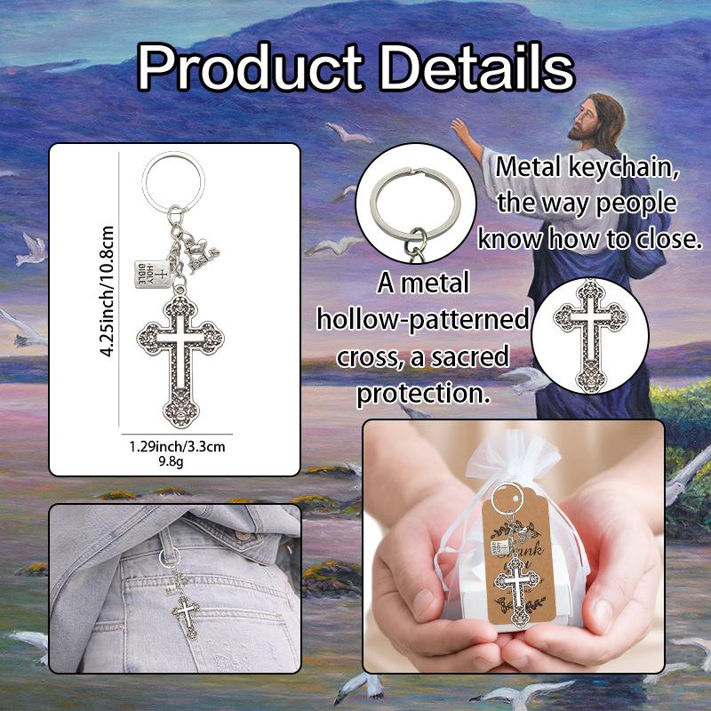 European and American Trendy Jewelry Backpack Pendant Key Chain I Love Jesus Gothic Dark Cross Keychain