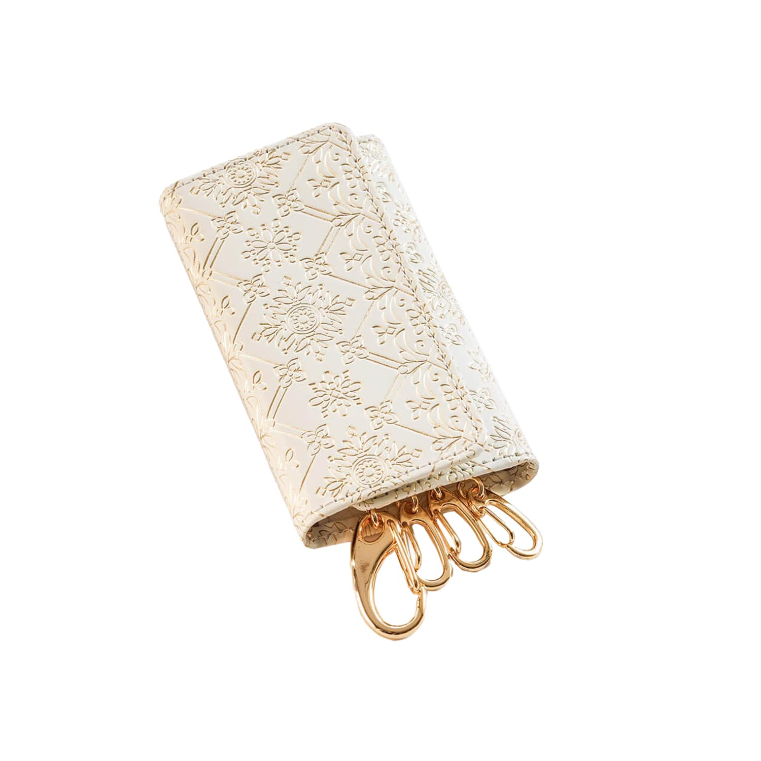 

Ключ Ключ Ключ Зроблено у Floral Lumiere [Yuzen Bunko] Чохол, Трискладений чохол, Тримач, Японія, Ручна робота, Візерунок, Білий, Стильний, Елегантний, Шкіра, Подарунок, золотий