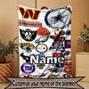 Custom Name Personalized NFL Print Blanket, Home Decor, Bedroom, Sofa, Camping, Couch, Gifts for Birthday Christmas