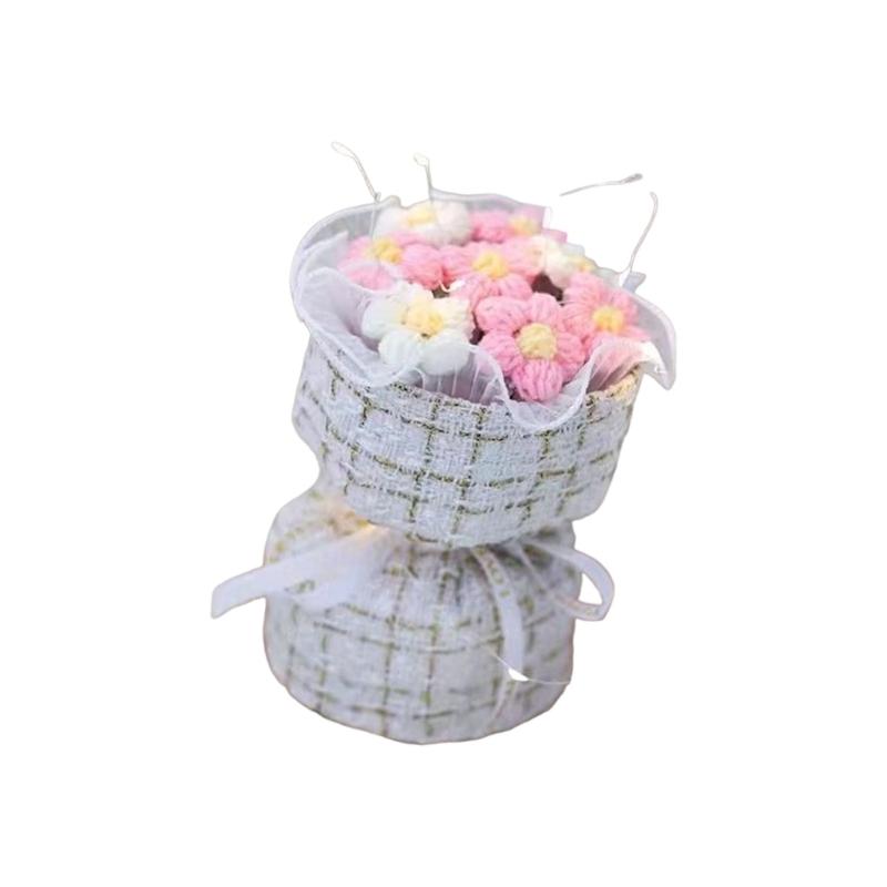 Knitted yarn simulation puff bouquet
