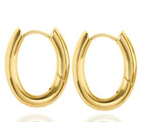 Роскошные блестящие серьги-кольца с цирконом для женщин, модные золотистые серьги-кольца геометрической формы из нержавеющей стали, ювелирные изделия pendientes