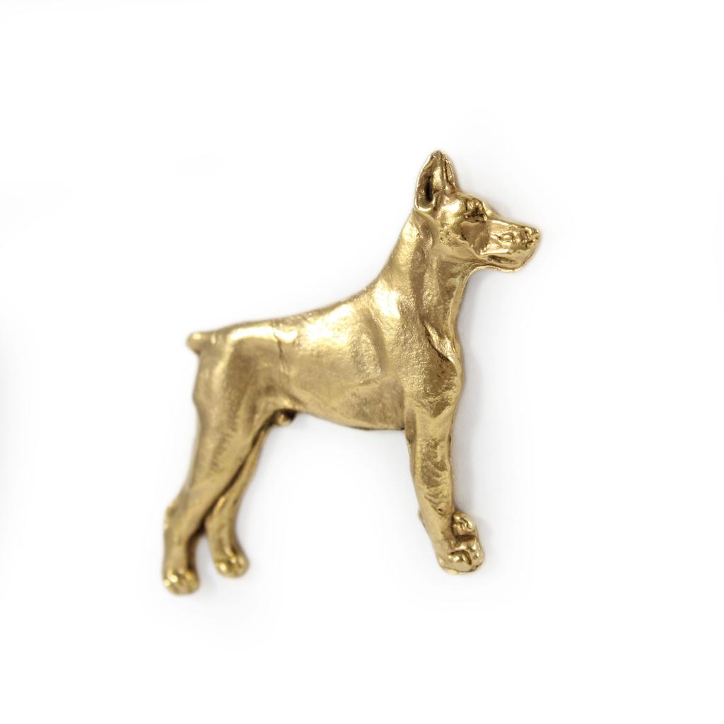 Dobermann, Doberman Pinscher, Dobie - Dog brooch in decorative box, elegant gold-plated pin, Art-Dog brand jacket pin