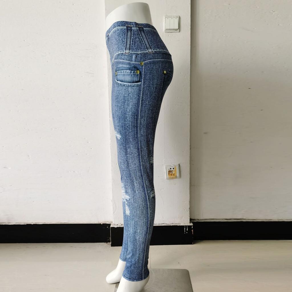 Printed yoga trousers Denim sports fitness running trousers Women's sports trousers