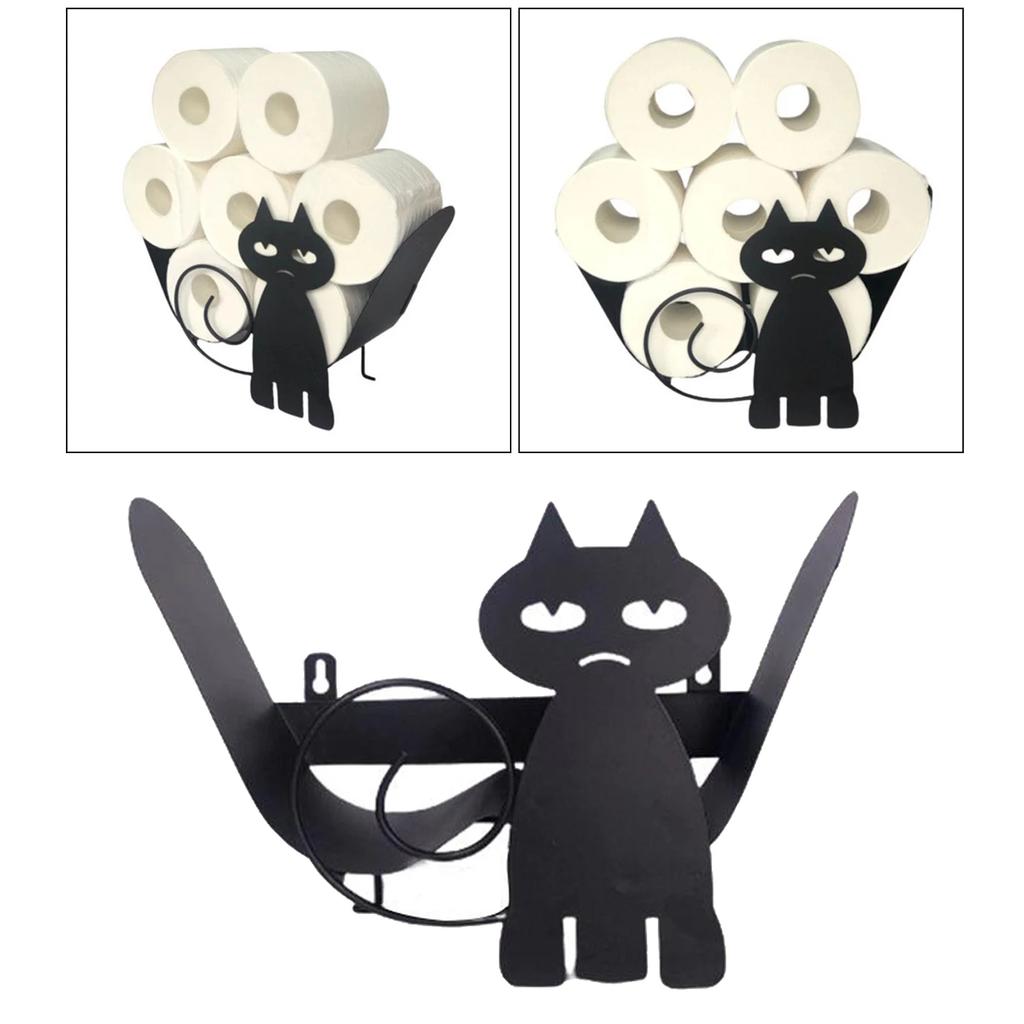 Toilet Roll Paper Holder Towel Iron Cat Storage Rack Novelty Toilet Tissue Holders Bathroom Paper Storage Powder Organization