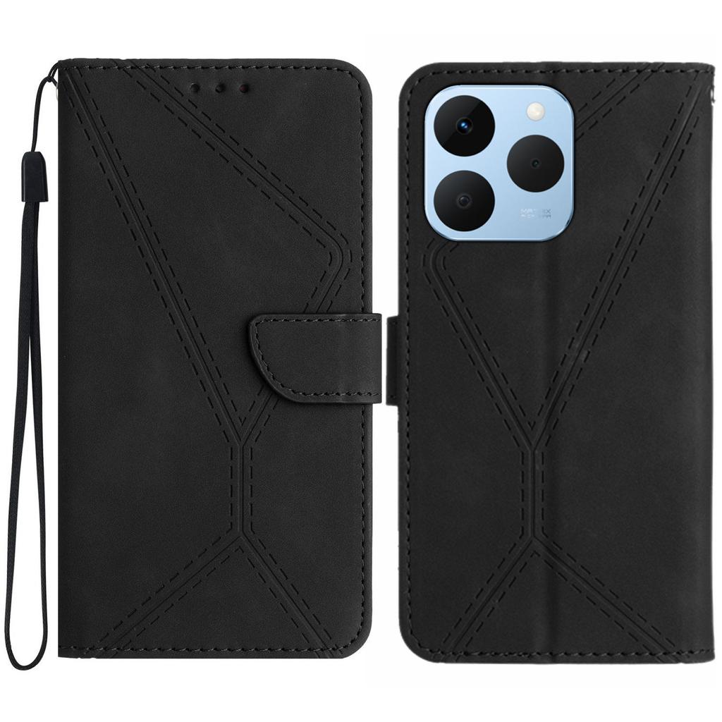 For Realme 15T 5G Case Skin Touch Lines Imprinted PU Leather Flip Phone Cover