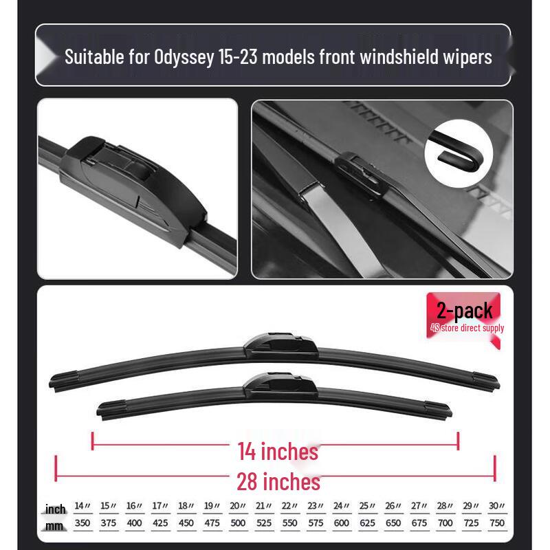 Compatible Wiper Blade Rubber Strip for 2015 GAC Honda Odyssey, 5th Generation, 17".