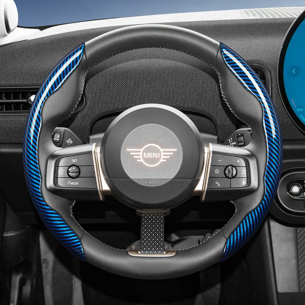 Geeignet für Mini Carbonfaser-Textur Lenkradabdeckung mit segmentiertem Schnellverschluss-Design, Langlebig, für Modelle wie Cooper 3-Türer Countryman
