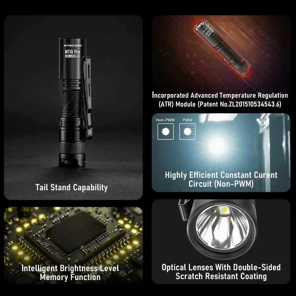 NITECORE 800 Lumens MT1A Pro Flashlight UHi 25 LED Flashlamp USB-C Torch Rechargeable Compact LED With 14500 Battery