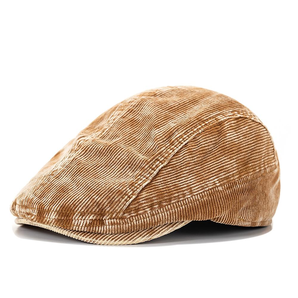 Corduroy Forward Hat Vintage Men Peaked Cap Beret Women's Tie-Dye Anti-Wearing Cap