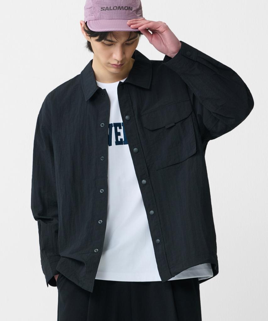 GROOVE RHYME Nylon Long Sleeve Shacket (3 Colors) (Frbrciv781M)
