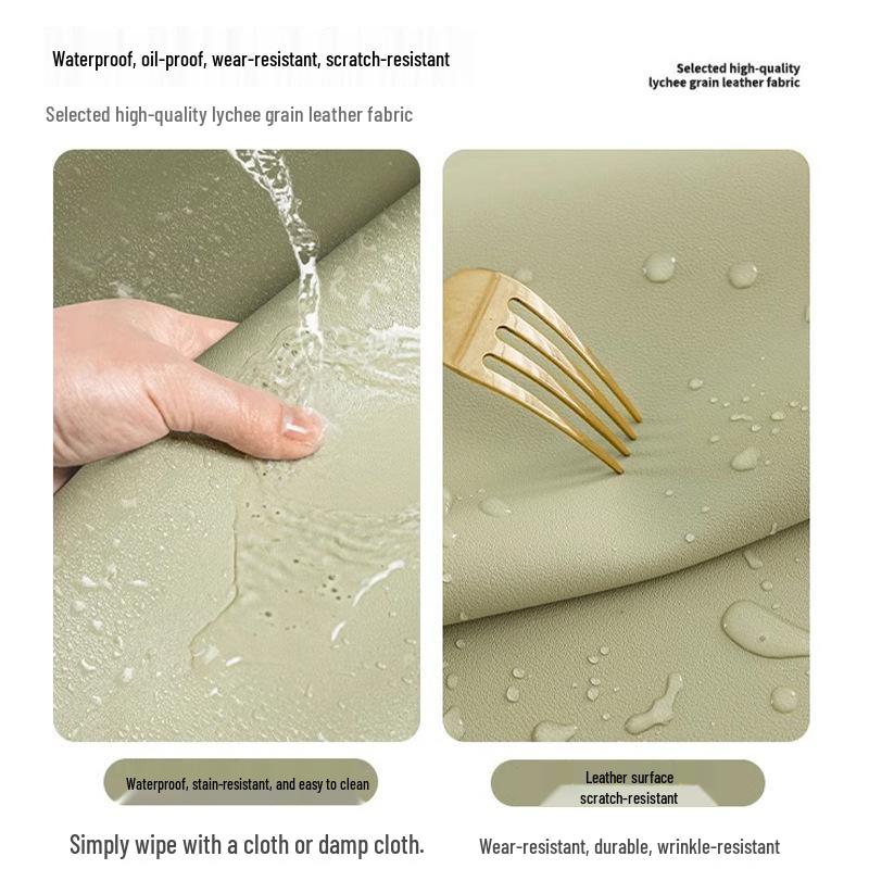 Cream Pebbled Leather Desk Mat - Eco-Friendly, Non-Slip, and Durable