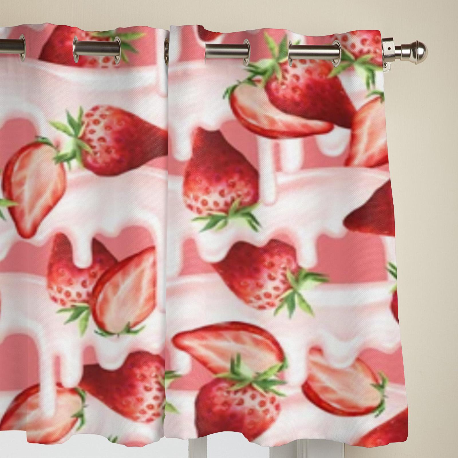 Красная клубничная оконная занавеска для гостиной — фото 3