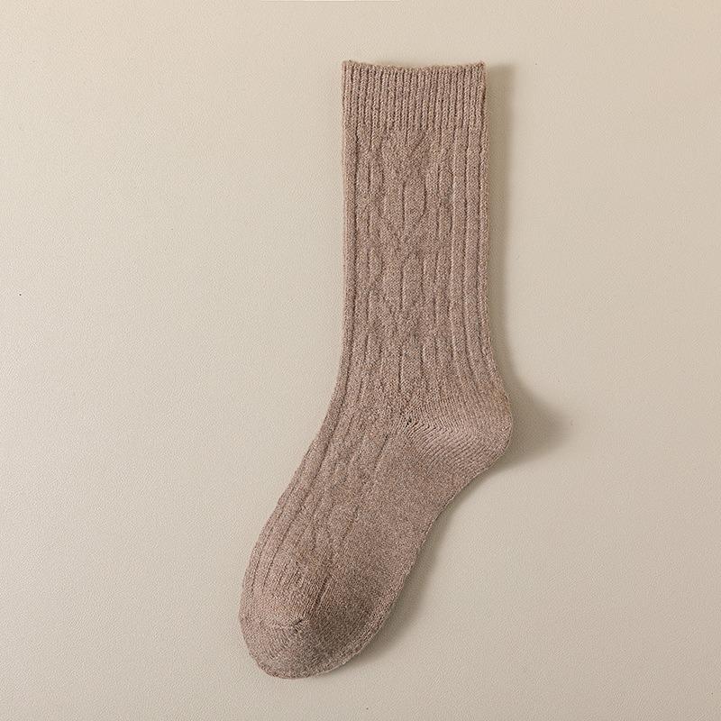Women Autumn and Winter Thickened Warm Solid Color Wool In The Tube Pile Socks