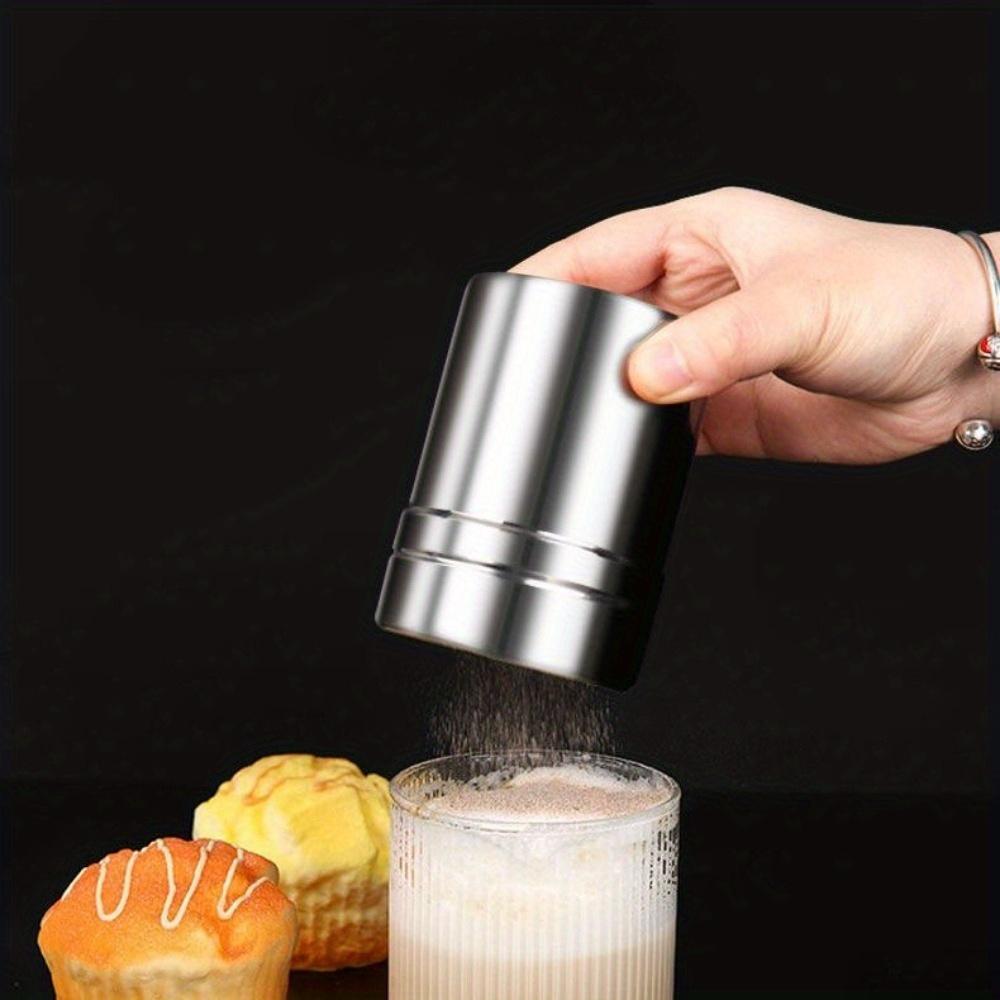 2Pcs Stainless Steel Chocolate Shaker Cocoa Flour Coffee Sifter Coffee Stencils Template Strew Pad Duster Spray Set