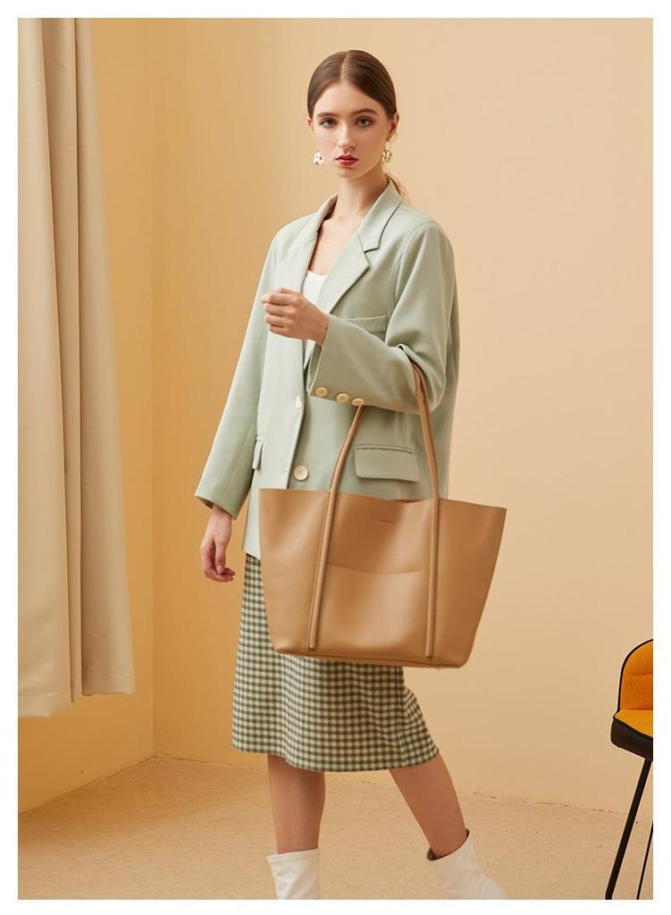 2026 New Genuine Leather Women's Bag Business Tote Bag Summer Handbag Cowhide Bag Commuter Shoulder Bag Women's Large Capacity