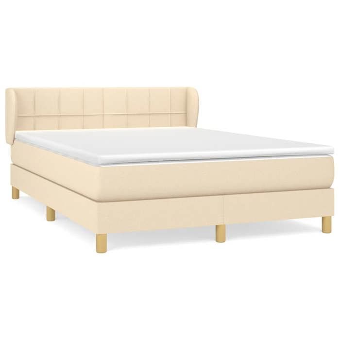 Cadre de lit avec matelas - Maison Exclusive - 140x190 cm - Sommier à lattes - Tissu crème