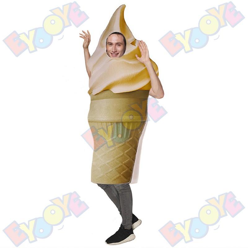 Unisex Ice Cream Cone Costume Kids Adults Halloween Party School Performance Family Fun Event Outfit